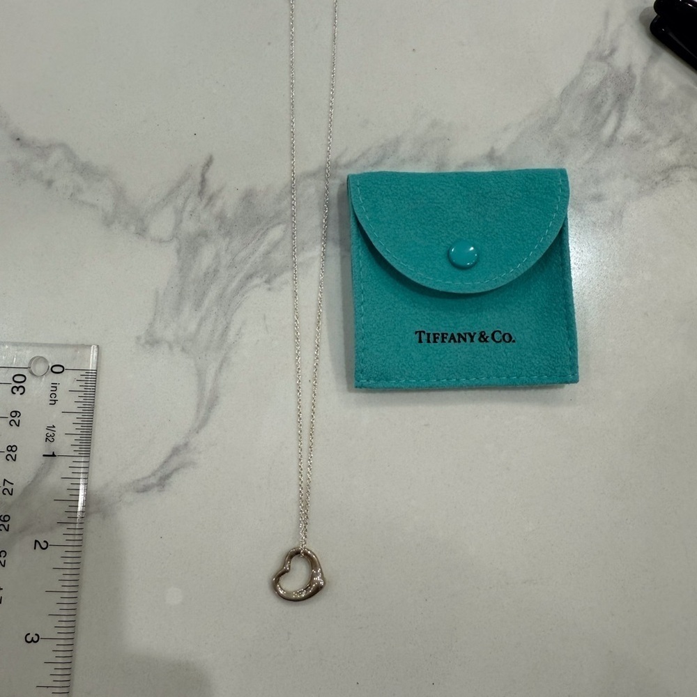 Tiffany Necklace Open Heart Elsa Peretti Sterling Silver .925 15mm heart 16in - Picture 2 of 12